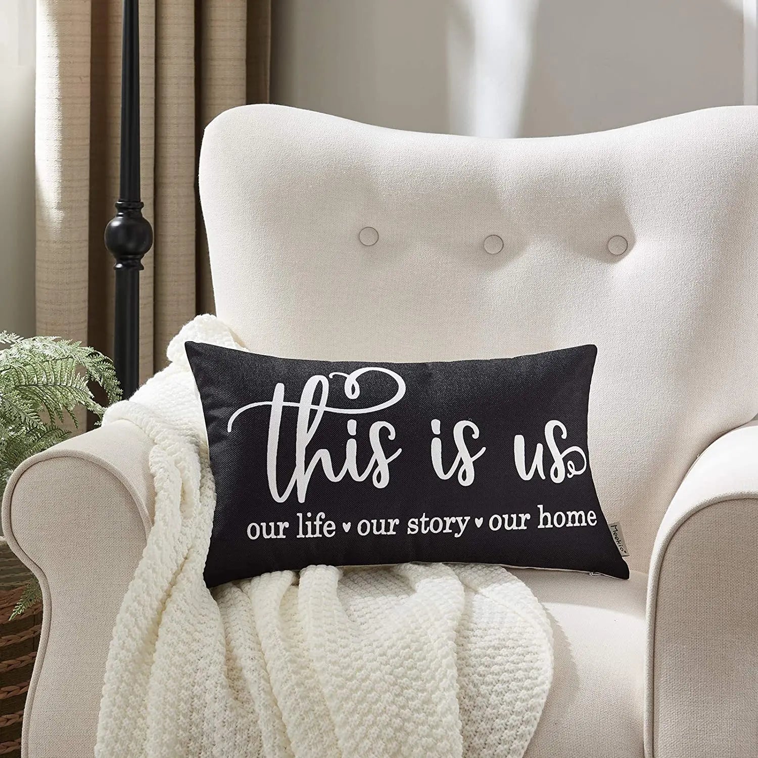 Motto Letter Print Cushion Cover – 45x45 cm Farmhouse Throw Pillow for Home, Office & Party Decor