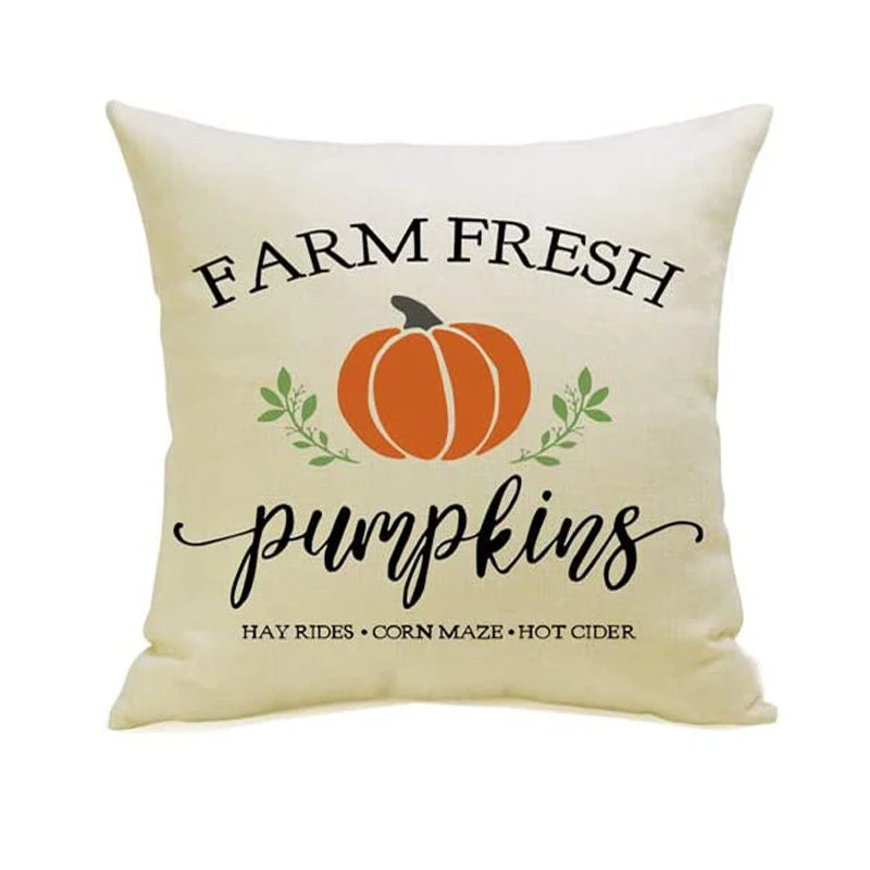 Cushion Cover Autumn Decoration – 45x45 cm Outdoor Farmhouse Throw Pillow for Sofa & Housewarming Gift