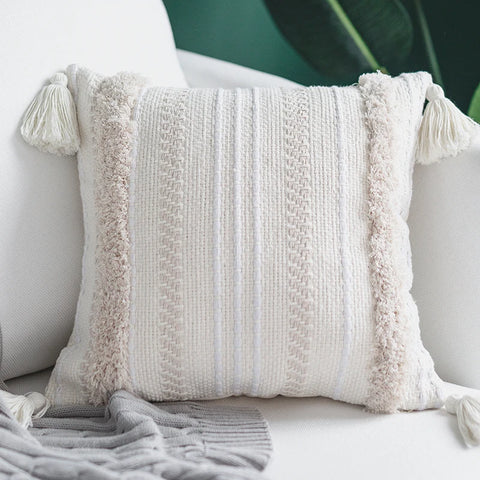 Designer Tassel Cushion Cover – Handwoven Plush 45x45cm Pillowcase for Luxe Interiors & Exclusive Spaces