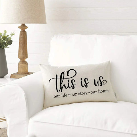 Motto Letter Print Cushion Cover – 45x45 cm Farmhouse Throw Pillow for Home, Office & Party Decor