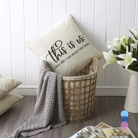 Motto Letter Print Cushion Cover – 45x45 cm Farmhouse Throw Pillow for Home, Office & Party Decor