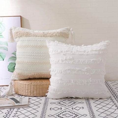 Designer Tassel Cushion Cover – Handwoven Plush 45x45cm Pillowcase for Luxe Interiors & Exclusive Spaces