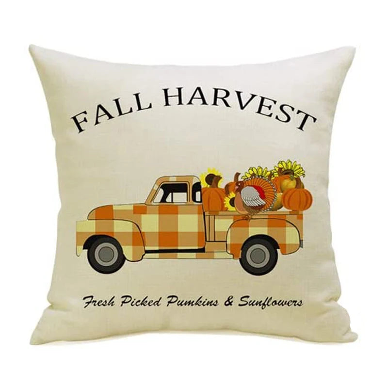 Cushion Cover Autumn Decoration – 45x45 cm Outdoor Farmhouse Throw Pillow for Sofa & Housewarming Gift