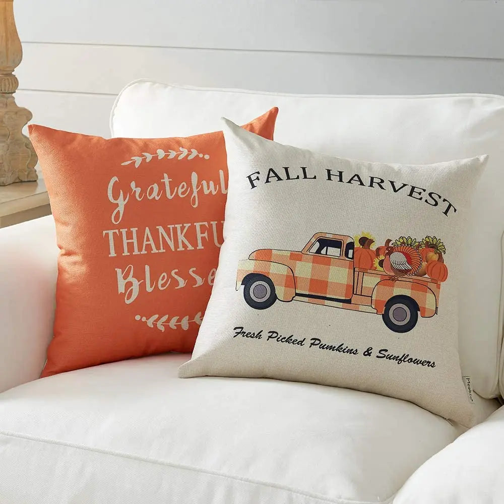 Cushion Cover Autumn Decoration – 45x45 cm Outdoor Farmhouse Throw Pillow for Sofa & Housewarming Gift