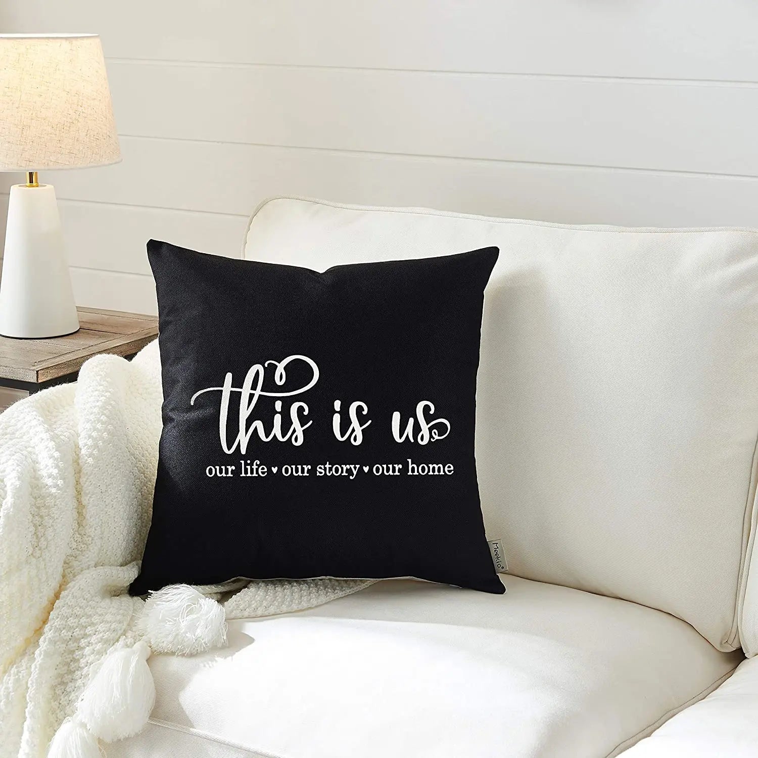 Motto Letter Print Cushion Cover – 45x45 cm Farmhouse Throw Pillow for Home, Office & Party Decor