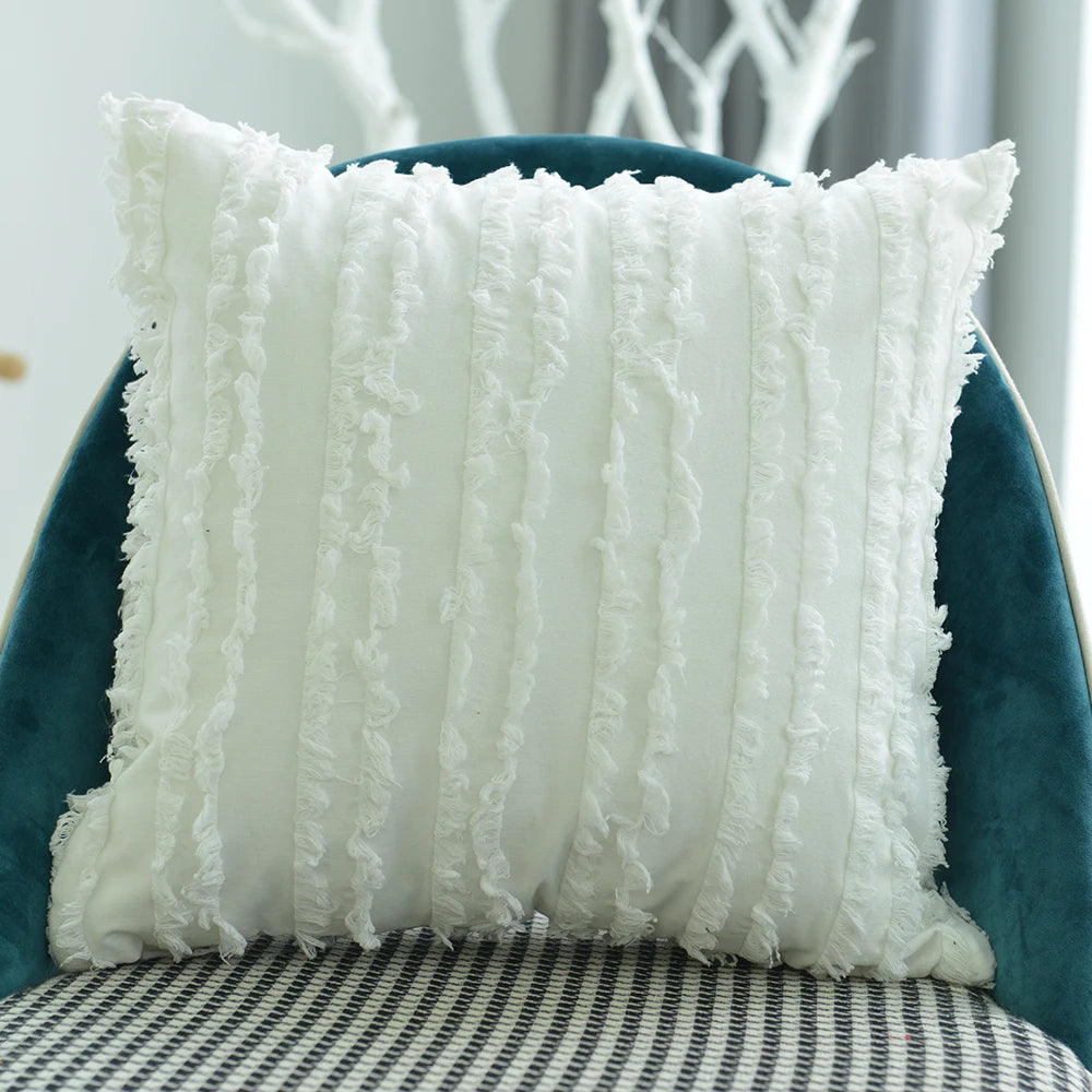 Designer Tassel Cushion Cover – Handwoven Plush 45x45cm Pillowcase for Luxe Interiors & Exclusive Spaces