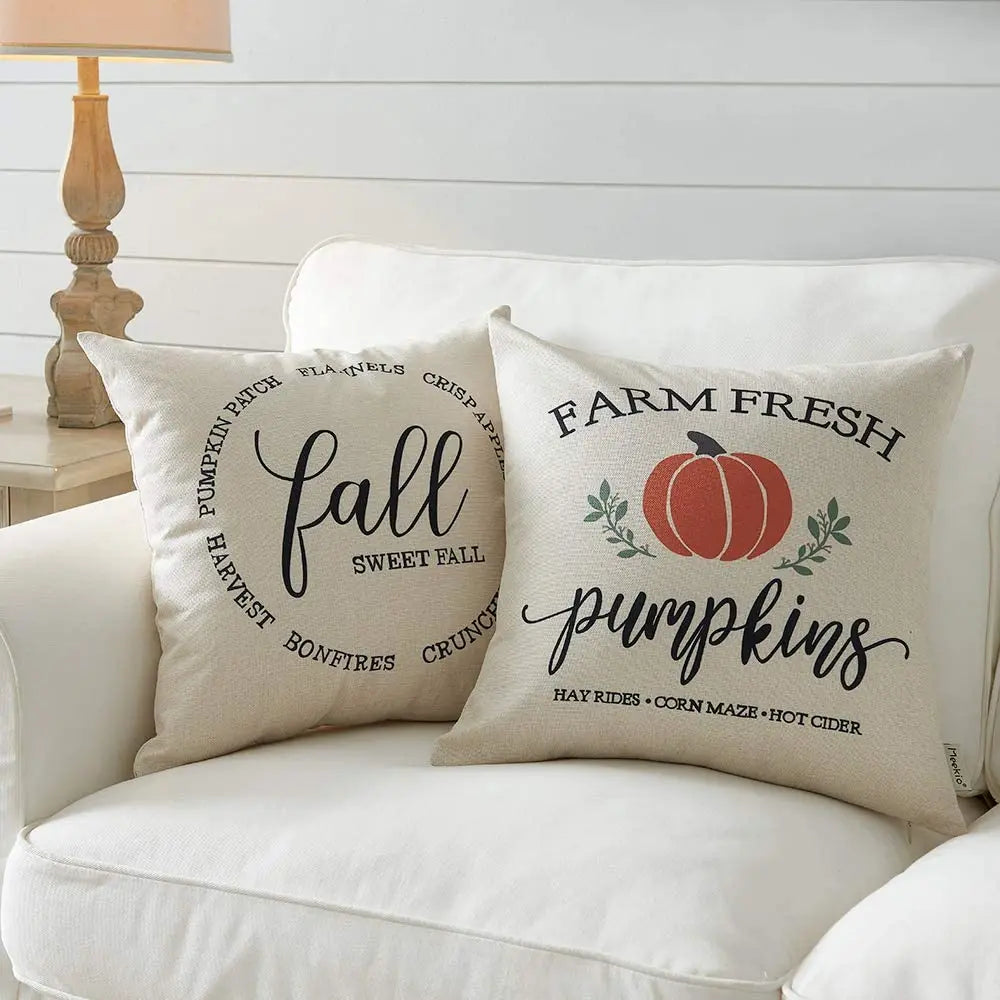 Cushion Cover Autumn Decoration – 45x45 cm Outdoor Farmhouse Throw Pillow for Sofa & Housewarming Gift