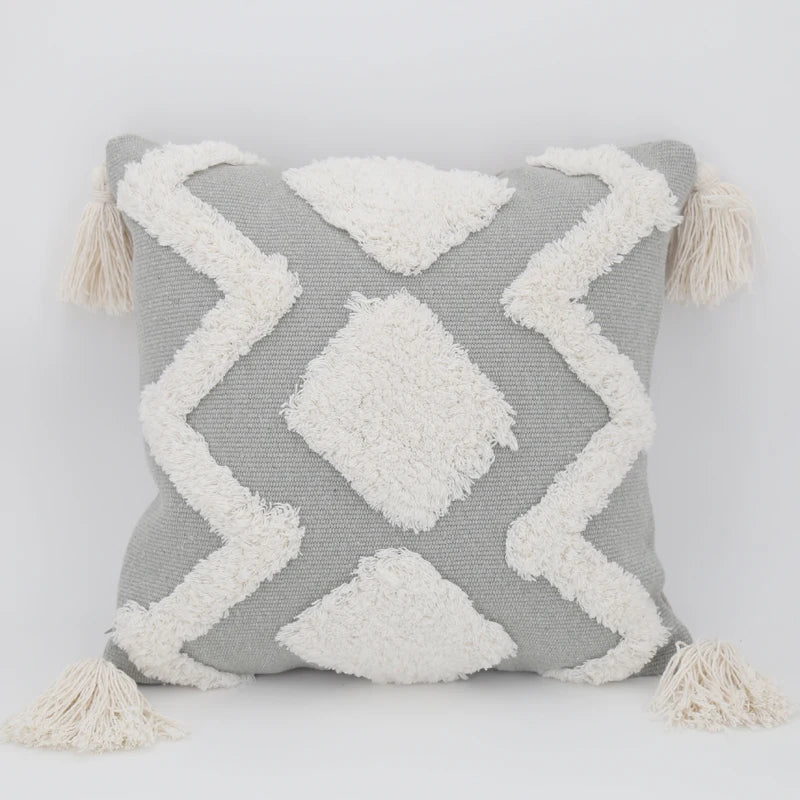 Handwoven Plush Velvet Tassel Cushion Cover – Designer 45x45cm Pillowcase for Luxe Interiors & Sophisticated Comfort