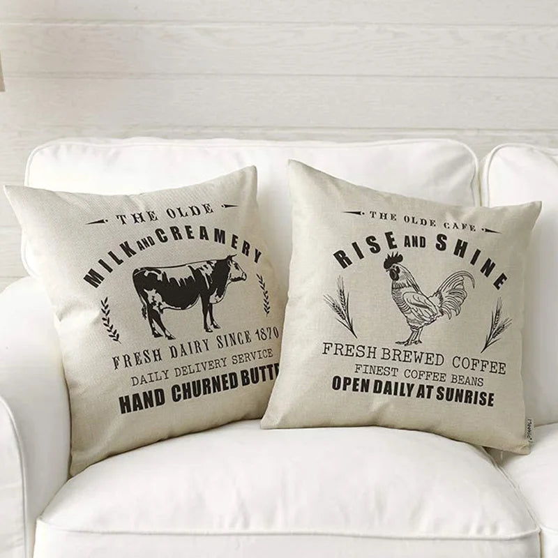 Cushion Cover Linen Pillow Cover – 45x45 cm Christmas Farmhouse Throw Pillow for Home Decor