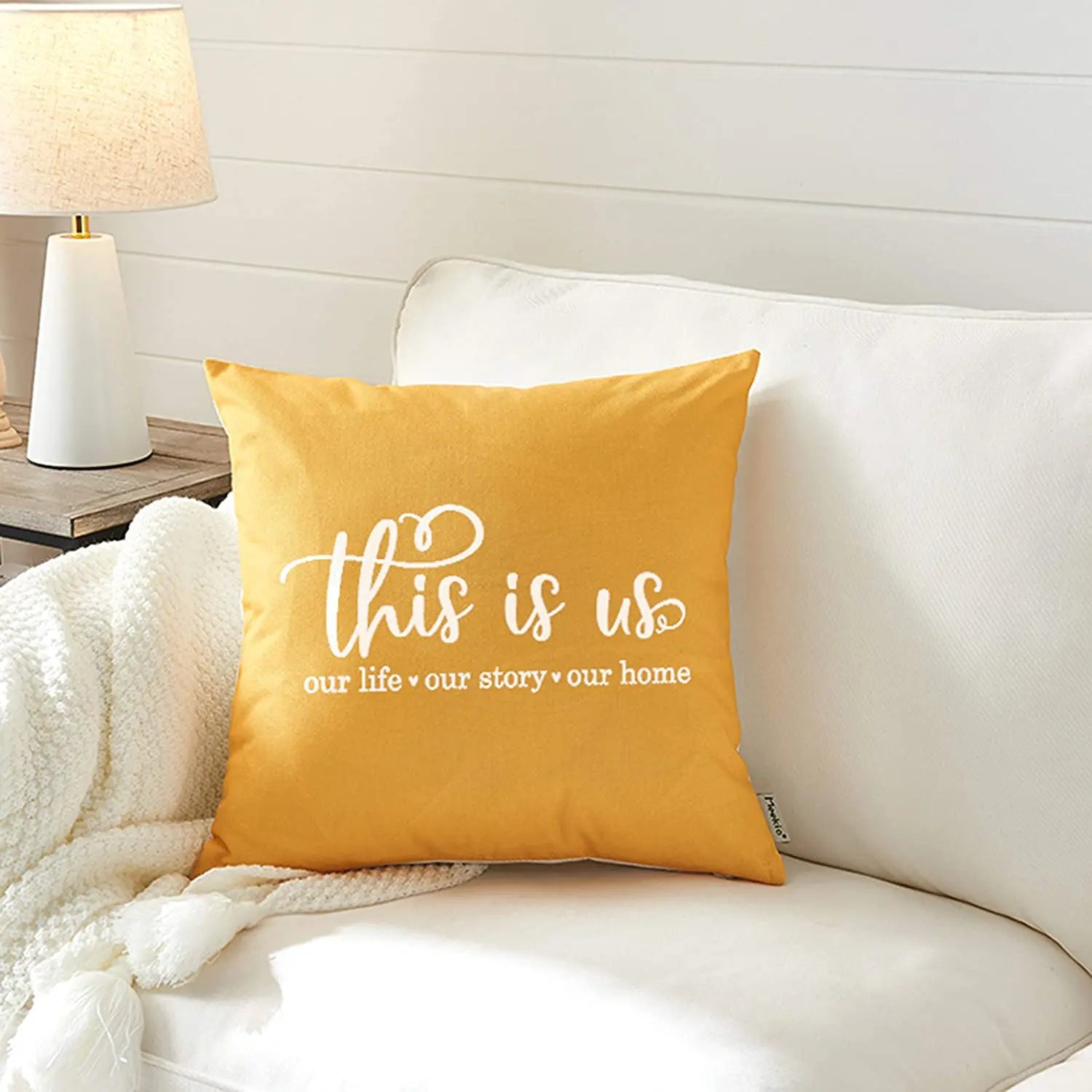 Motto Letter Print Cushion Cover – 45x45 cm Farmhouse Throw Pillow for Home, Office & Party Decor