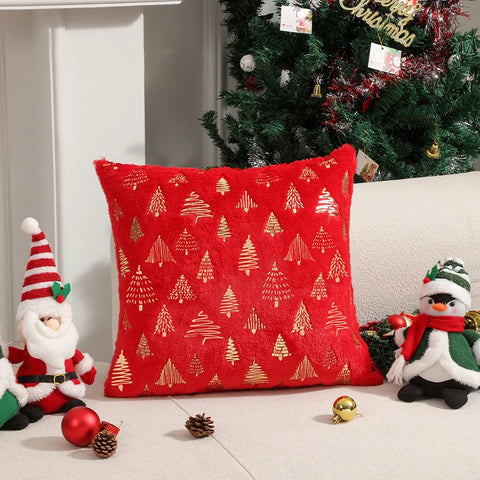 Cushion Cover 45x45 Plush Pillow Cover for Living Room Sofa Party Decor Home Christmas Supplies Hot Stamping Pillowcase