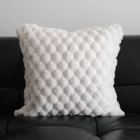 Luxury Plush Cushion Cover – 45x45cm Super Soft Milk White Pillowcase for Sophisticated Sofa, Living Room & Home Decor