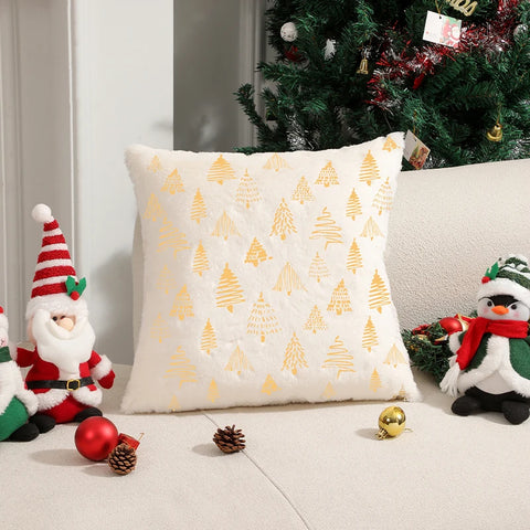 Cushion Cover 45x45 Plush Pillow Cover for Living Room Sofa Party Decor Home Christmas Supplies Hot Stamping Pillowcase