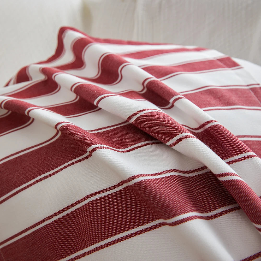 Designer Red & White Plaid Tassel Cushion Cover – Handwoven 45x45cm Pillowcase for Luxe Interiors & Timeless Elegance