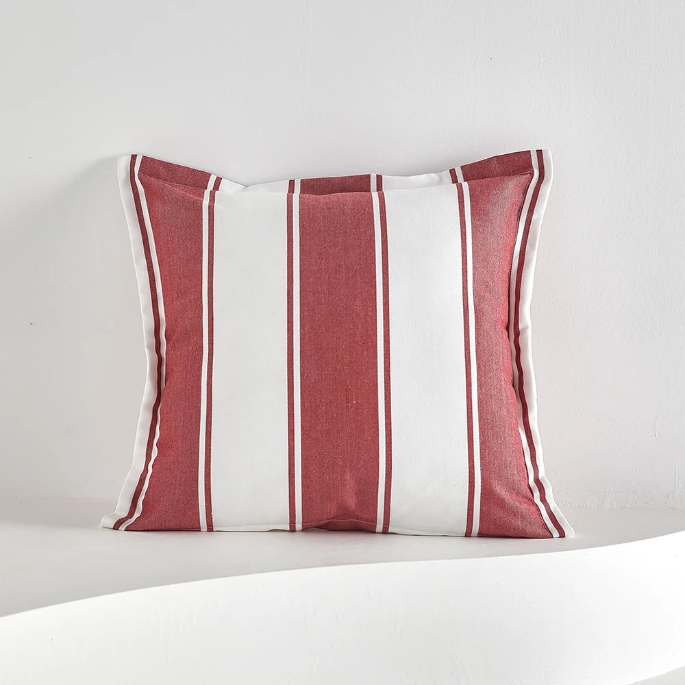 Designer Red & White Plaid Tassel Cushion Cover – Handwoven 45x45cm Pillowcase for Luxe Interiors & Timeless Elegance