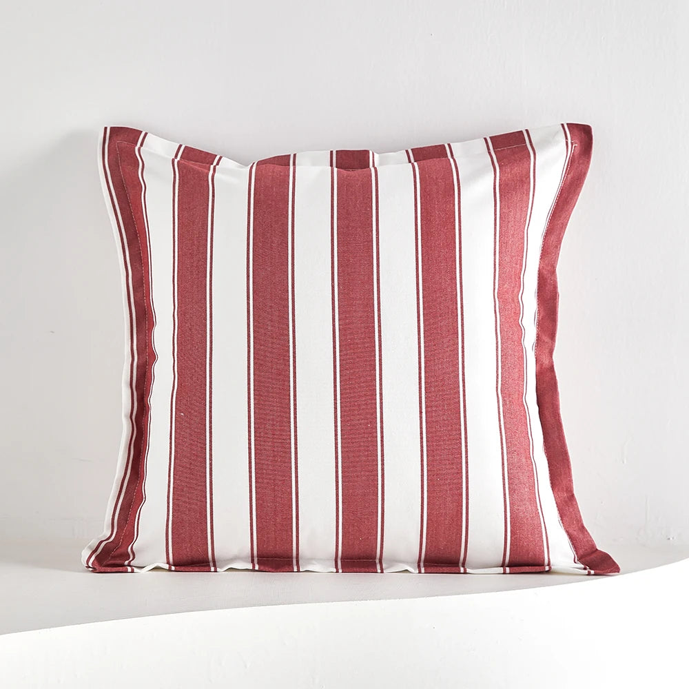 Designer Red & White Plaid Tassel Cushion Cover – Handwoven 45x45cm Pillowcase for Luxe Interiors & Timeless Elegance