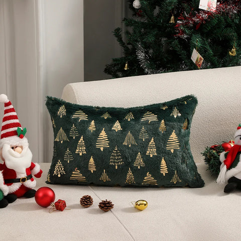 Elegant Green Hot Stamping Cushion Cover – 45x45cm Luxe Pillowcase for Living Room & Festive Decor