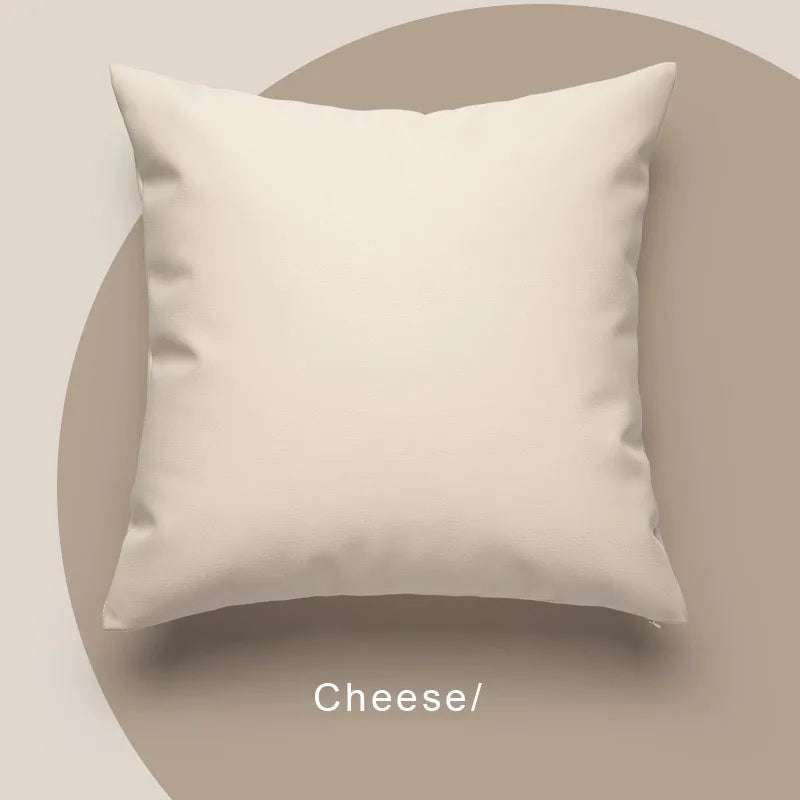 Cream White PU Leather Cushion Cover – 45x45cm Nordic Pillow Case for Bedroom & Living Room Decor