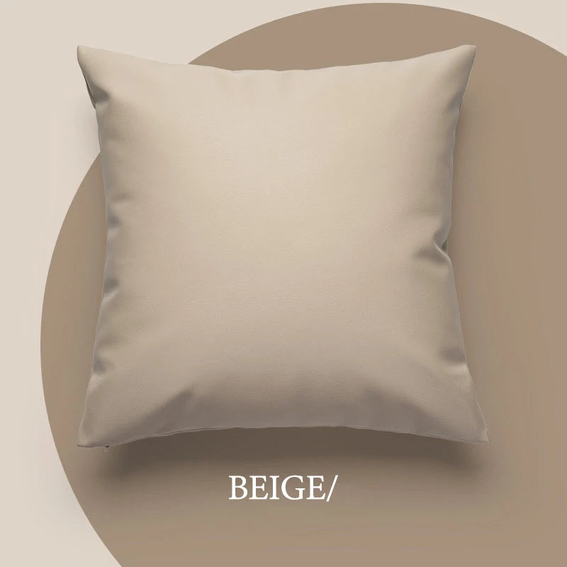 Cream White PU Leather Cushion Cover – 45x45cm Nordic Pillow Case for Bedroom & Living Room Decor