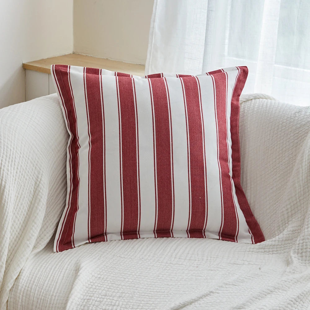 Designer Red & White Plaid Tassel Cushion Cover – Handwoven 45x45cm Pillowcase for Luxe Interiors & Timeless Elegance